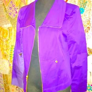 Purple lined replant gold zippered designer hipster jacket